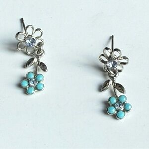 🩵 Cookie Lee Genuine Crystal Turquoise Floral Earrings